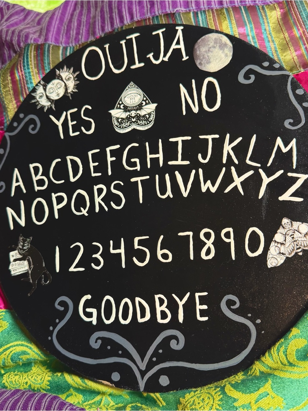 Goth Halloween Ouija Board Wall Hanger Hand Painted Wall Decor